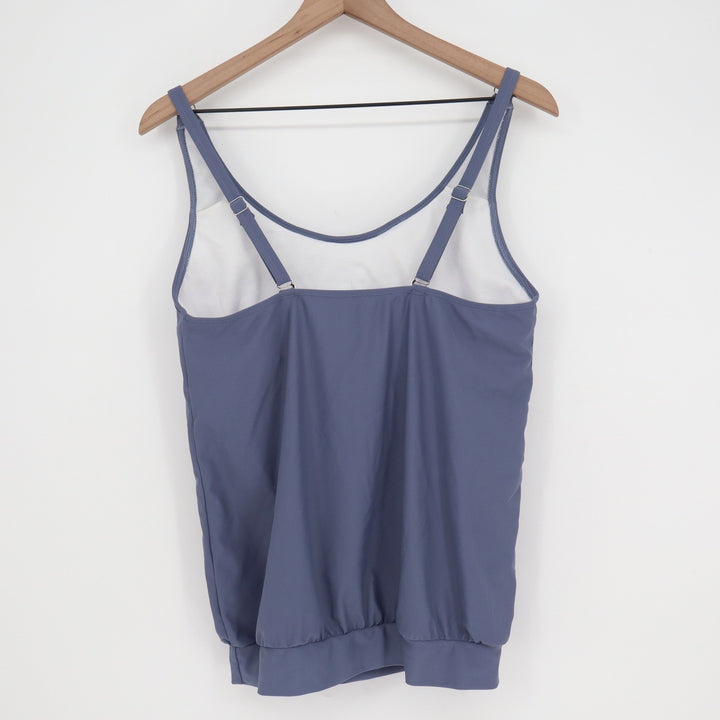 Unbranded Blue Blouson Tankini Top Adjustable Straps Size L
