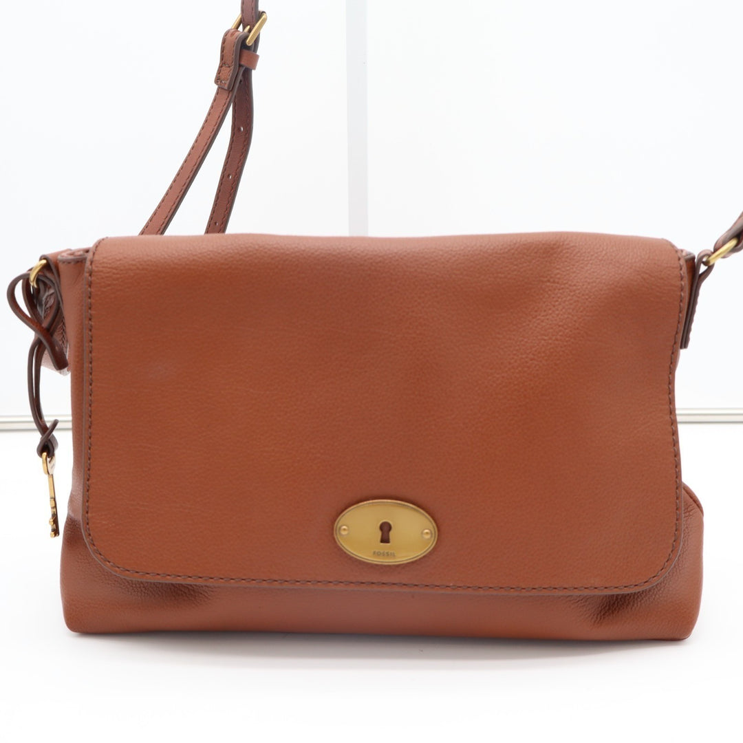 Fossil Gabriella Womens Handbag Brown Leather Adjustable Strap Crossbody Bag