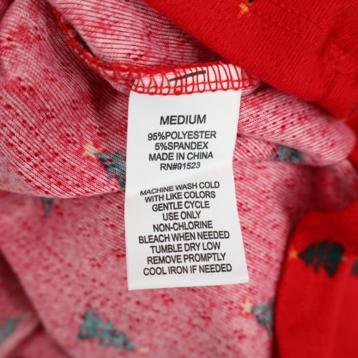 Roudelain Pajama Shirt Womens M Red Tree Print Stretch Long Sleeve Round Neck