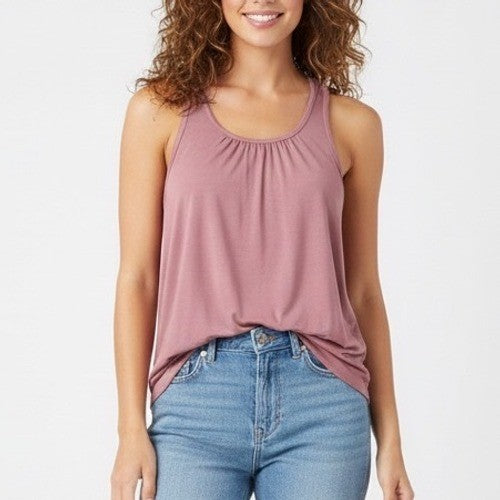 Epic MMA Gear Tank Top Womens L Plum Stretch Pleated Racerback Workout Pullover