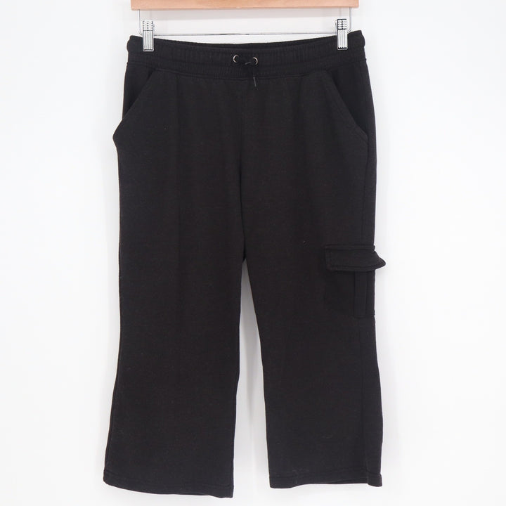 NYL New York Laundry Active Black Wide Leg Cropped Cargo Joggers Pants Size M