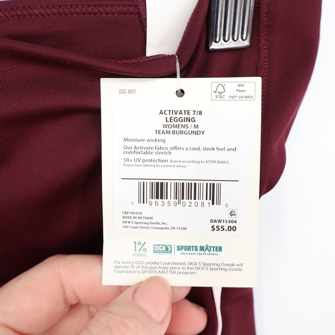 DSG Womens Activate 7/8 Leggings Team Burgundy High Rise Side Pocket Size M NWT