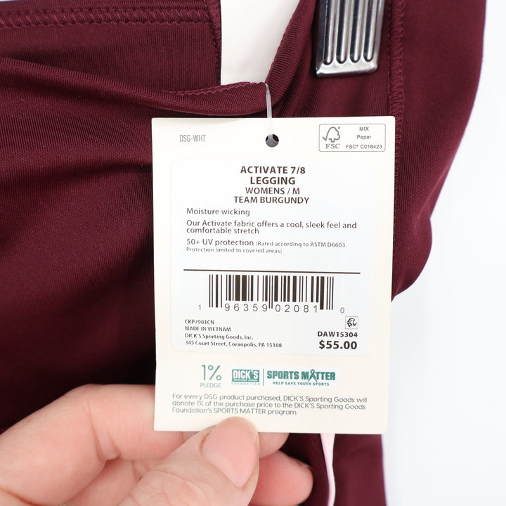 DSG Womens Activate 7/8 Leggings Team Burgundy High Rise Side Pocket Size M NWT