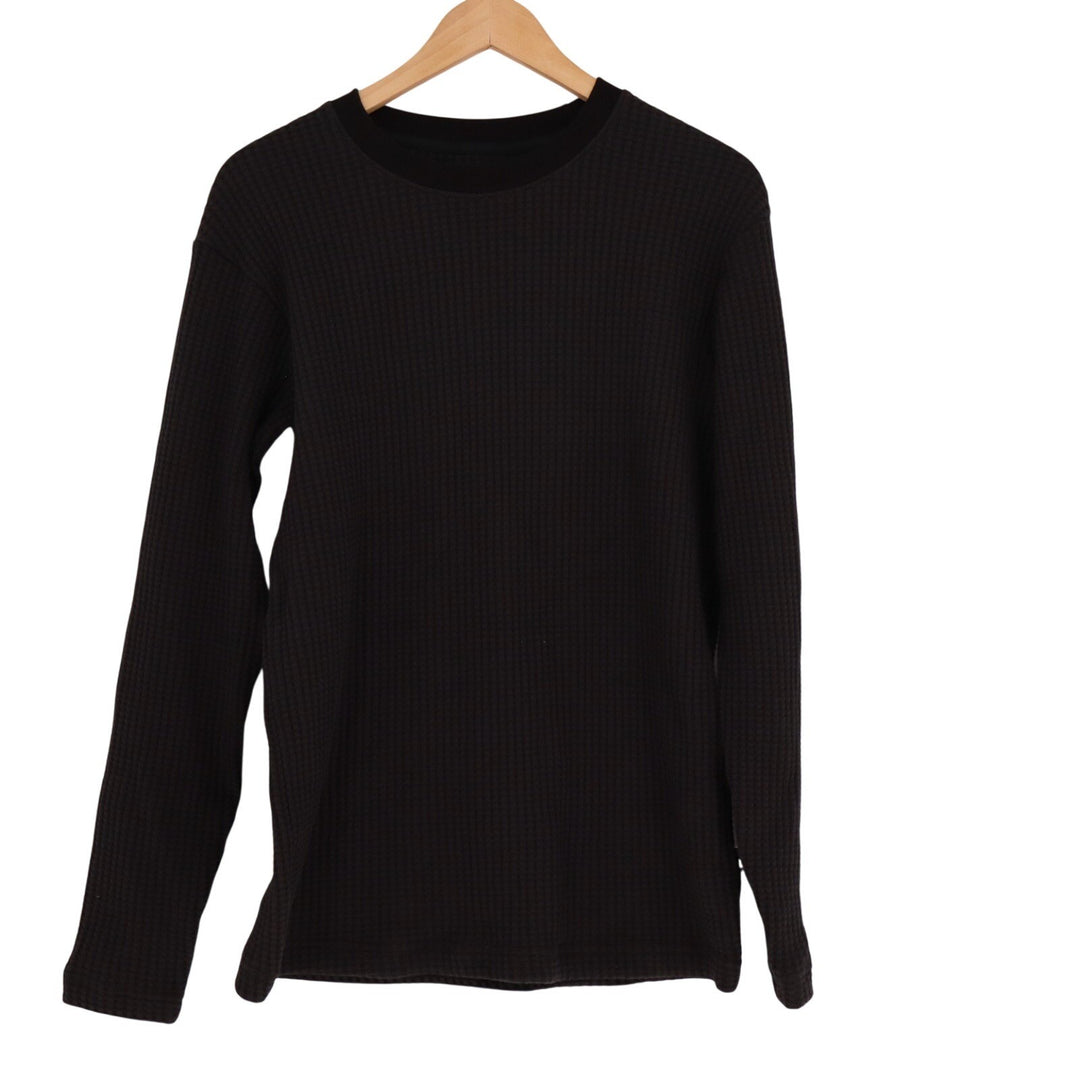 American Giant Crew T Shirt Mens Small Black Cotton Stretch Waffle Knit Slim Fit