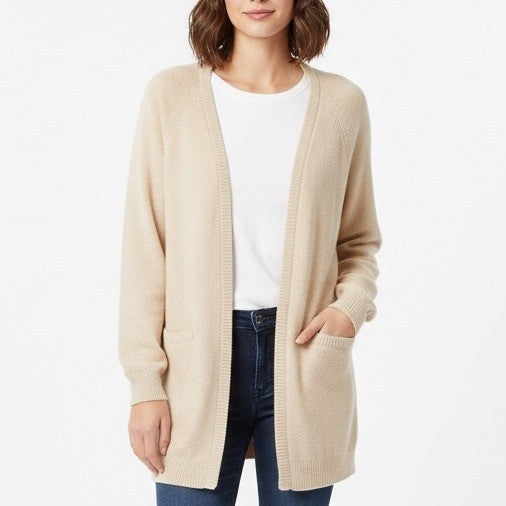 The Drop Cardigan Sweater Beige XL Open Front Long Sleeve Cozy Knit