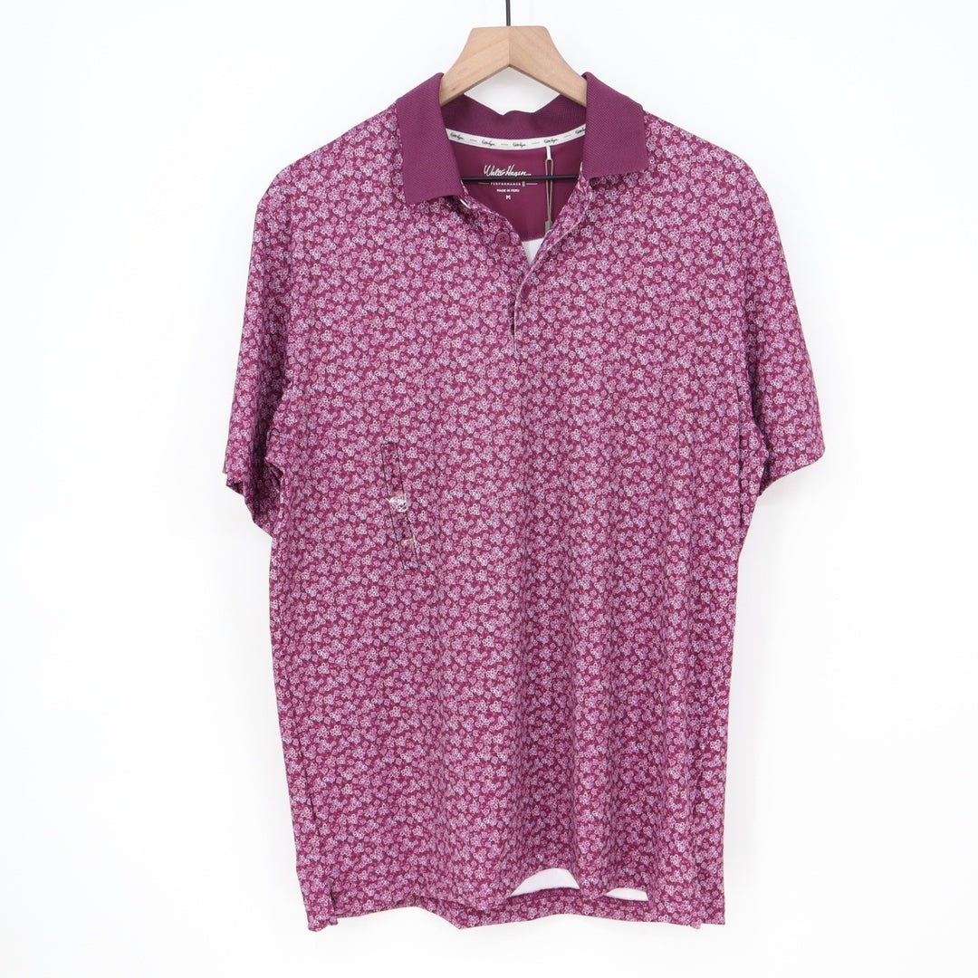 Walter Hagen Mens P11 Dogwood Ditsy Golf Polo Purple Floral M NEW