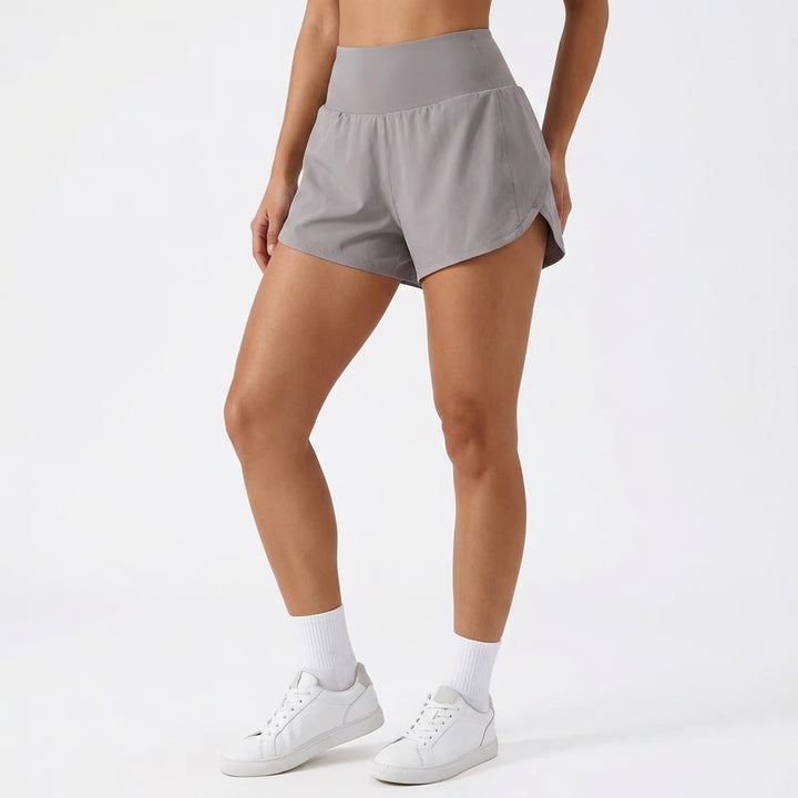 Womens Gray High Performance Running Shorts Zippered Pocket Size M Athletic