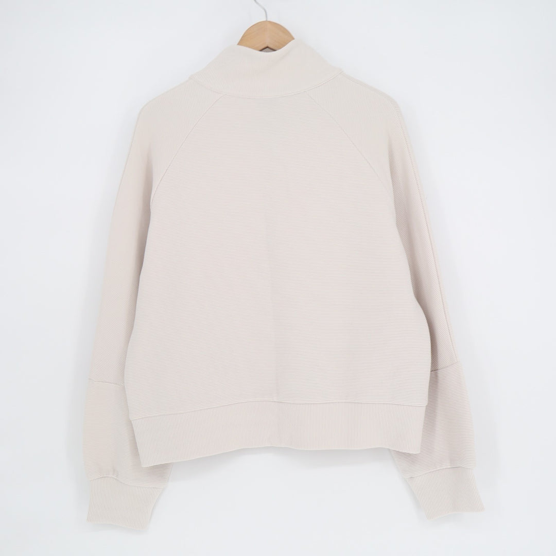 Avia Sweatshirt Women Large(12-14) White Ribbed Raglan Sleeve Mock Neck Half Zip