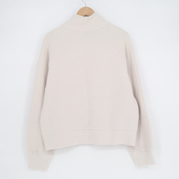 Avia Sweatshirt Women Large(12-14) White Ribbed Raglan Sleeve Mock Neck Half Zip