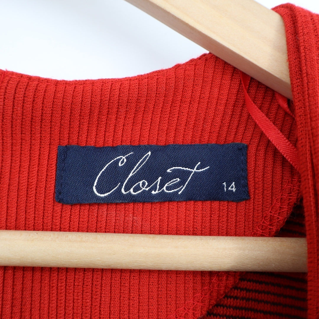 Closet London Red Ribbed Textured Cap Sleeve Sheath Dress Size 14 UK