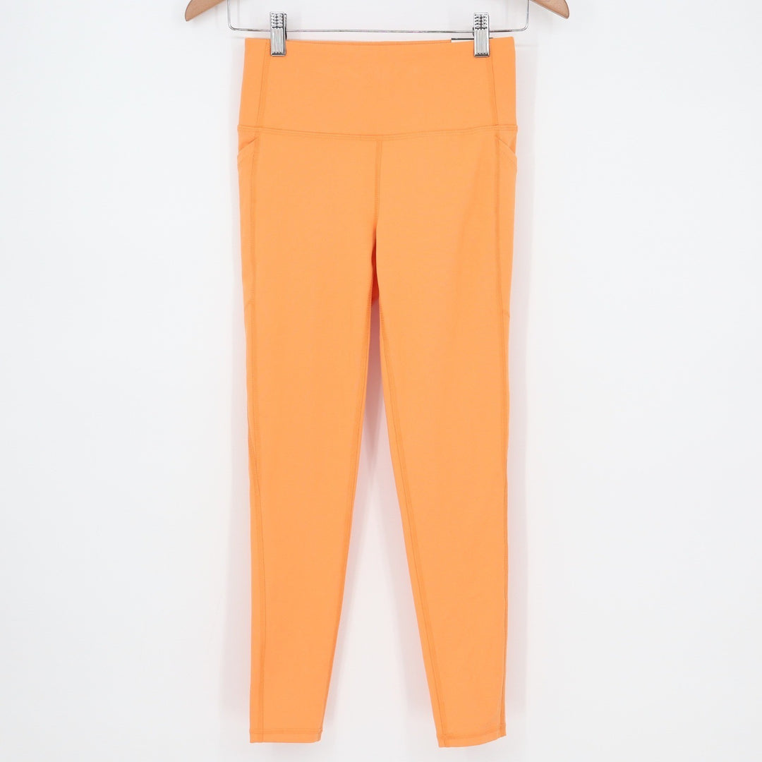 DSG Womens Momentum High Rise 7/8 Leggings Orange Side Pockets Size XS