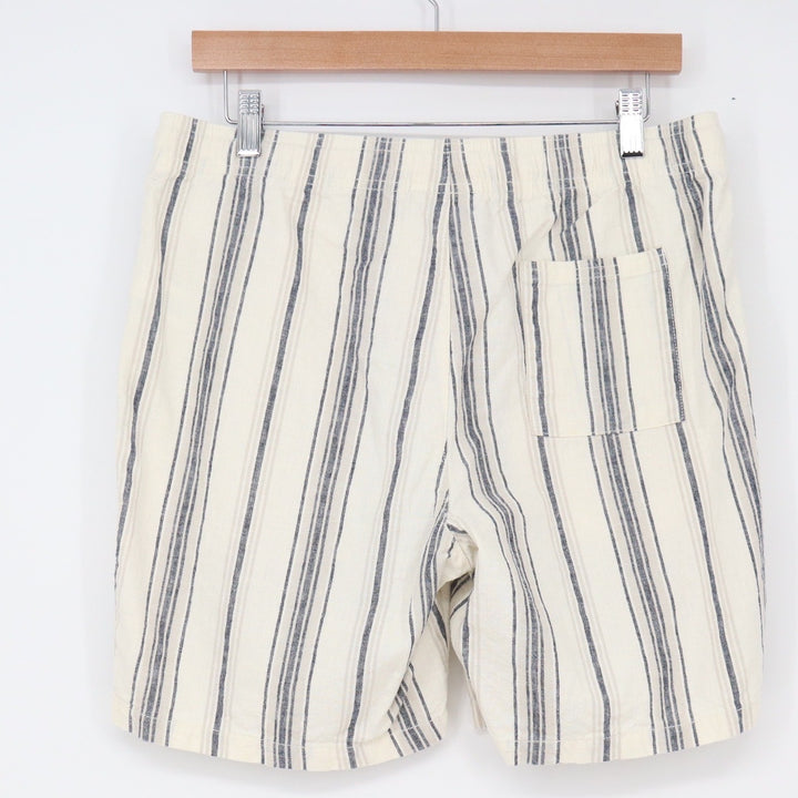 Goodfellow & Co Linen Shorts Mens S Striped Cream Blue Drawstring Excellent