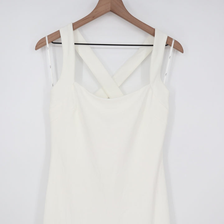 Lulus Pure Romance Mermaid Maxi Dress Womens Medium White Stretch Crossback