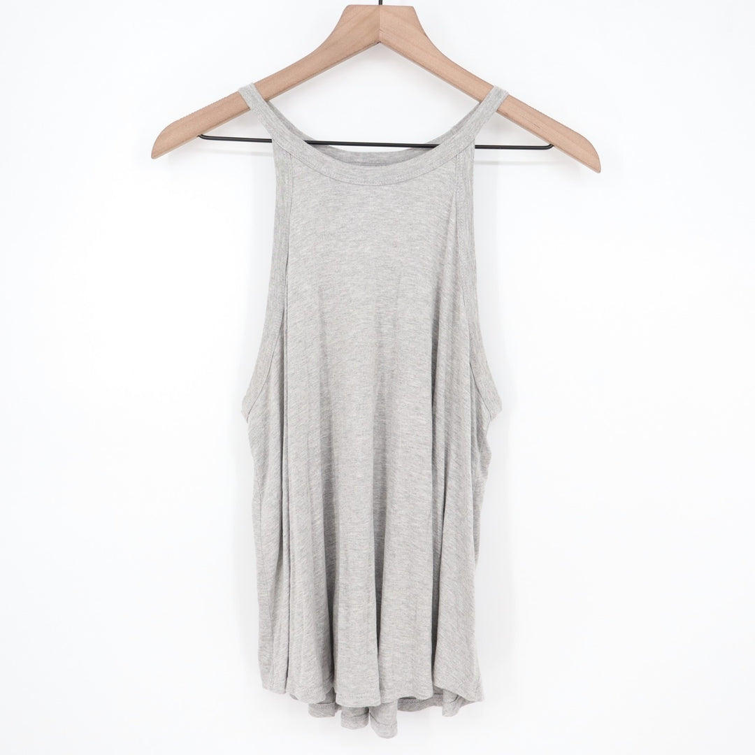 Lush Tank Top Womens Large Heather Gray Keyhole Cutout Detail Back Round Neck