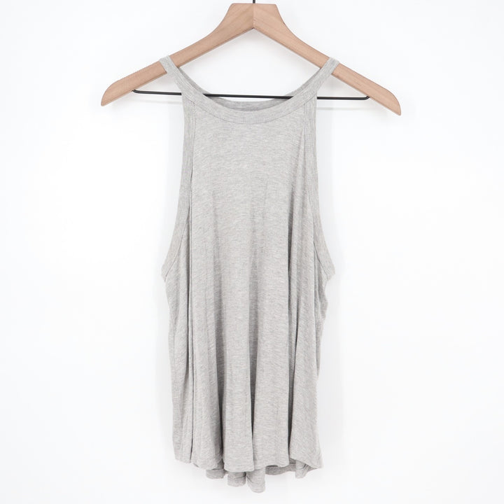 Lush Tank Top Womens Large Heather Gray Keyhole Cutout Detail Back Round Neck