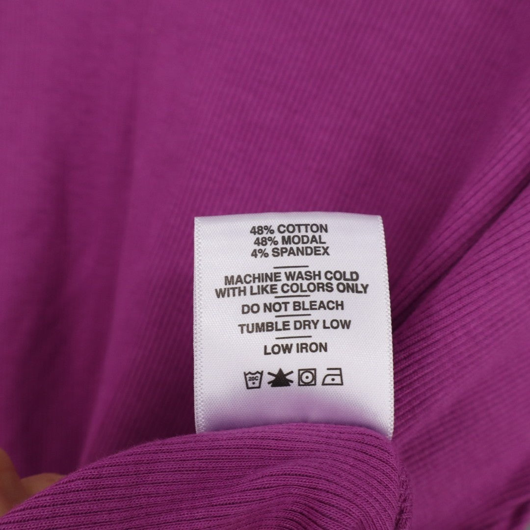 American Giant Luxe Rib Womens Medium Beauty Berry V-Notch Long Sleeve Pullover