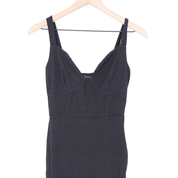 Naked Wardrobe Black Ribbed Bustier Maxi Dress Sleeveless Bodycon L
