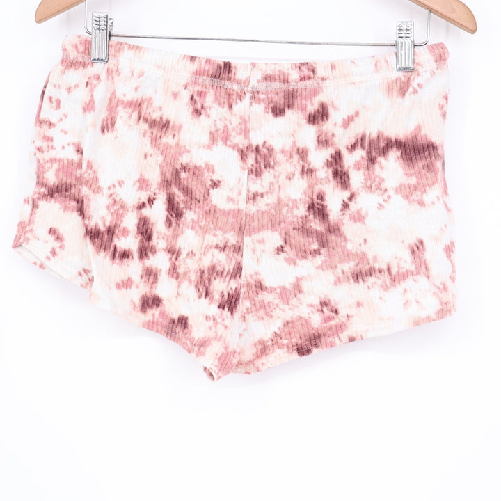 Danskin Womens Mauve Pink Tie Dye Ribbed Lounge Pajama Shorts Large