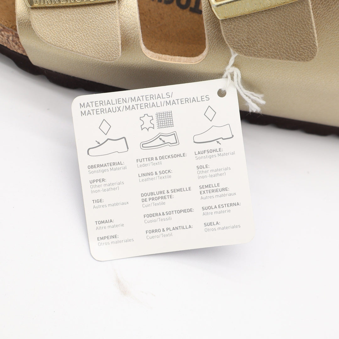 Birkenstock Arizona Metallic Gold Two Strap Slide Sandals 40 L9 M7 NEW