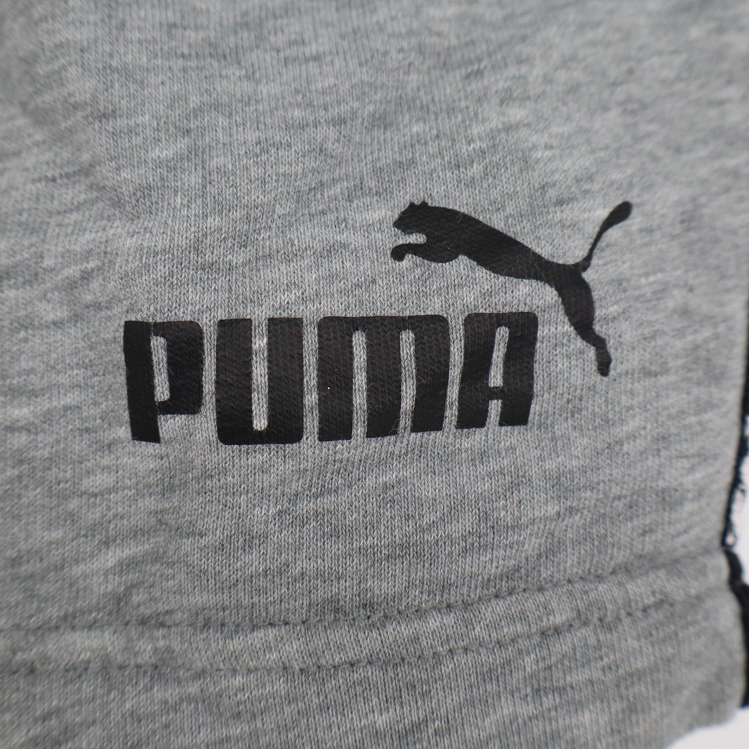 Puma Mens Gray Fleece Athletic Shorts Logo Side Stripe Size Medium
