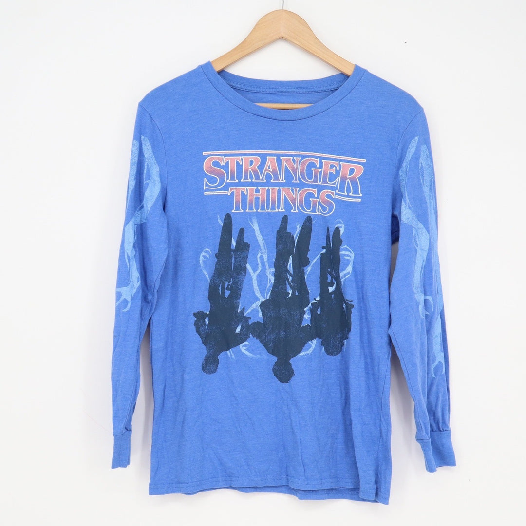 Stranger Things Blue Long Sleeve Graphic T-Shirt XL Netflix Upside Down