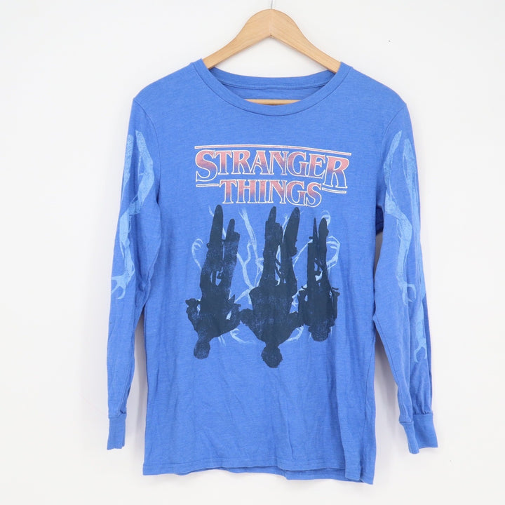 Stranger Things Blue Long Sleeve Graphic T-Shirt XL Netflix Upside Down