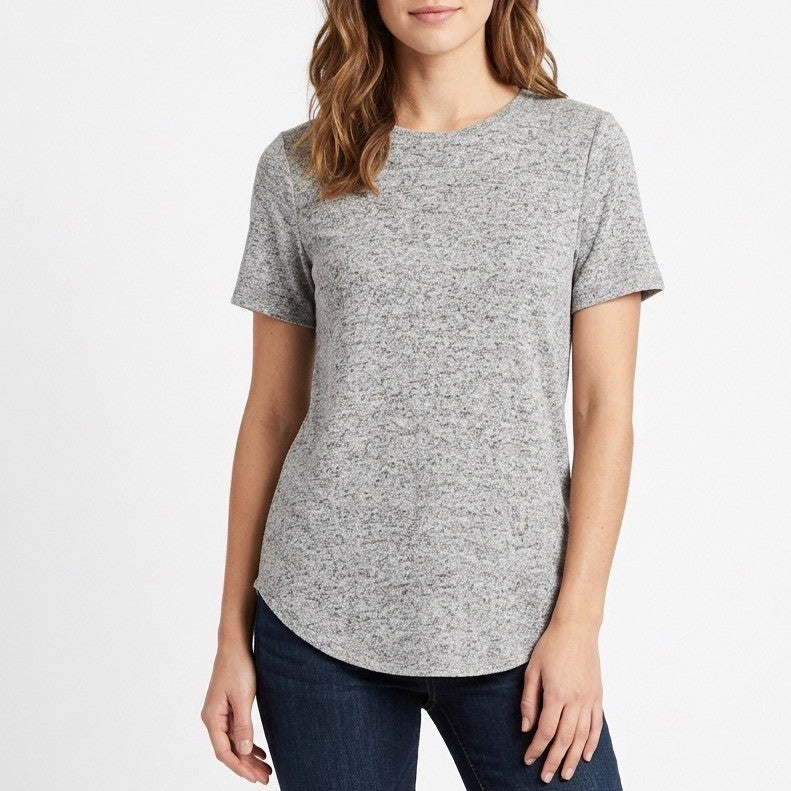 Old Navy Luxe T-Shirt Womens Small Heather Gray Knit Short Sleeve Crew Neck