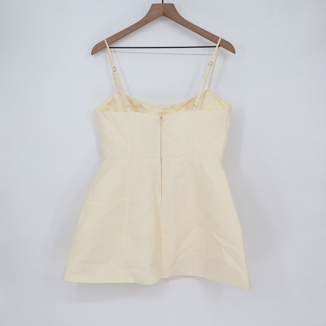 Showpo Carolina Mini Dress Off White Scoop Neck Panel Bodice Womens Size 8