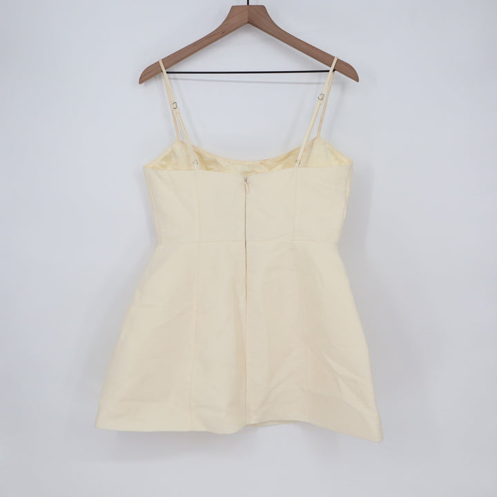 Showpo Carolina Mini Dress Off White Scoop Neck Panel Bodice Womens Size 8