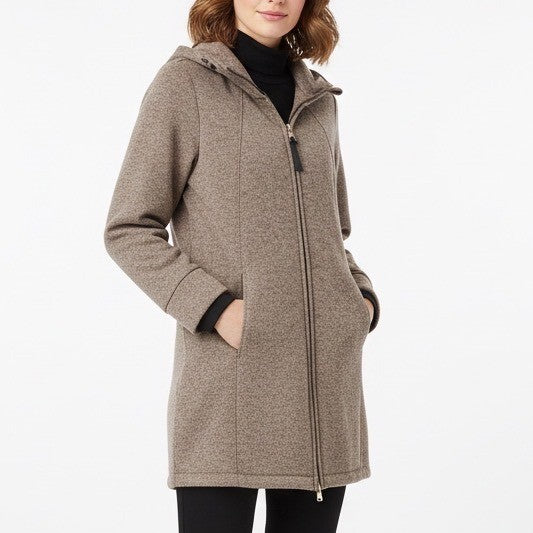 Calvin Klein Performance Jacket Womens M Plum Knit Full Zip Fleece Lined Hooded