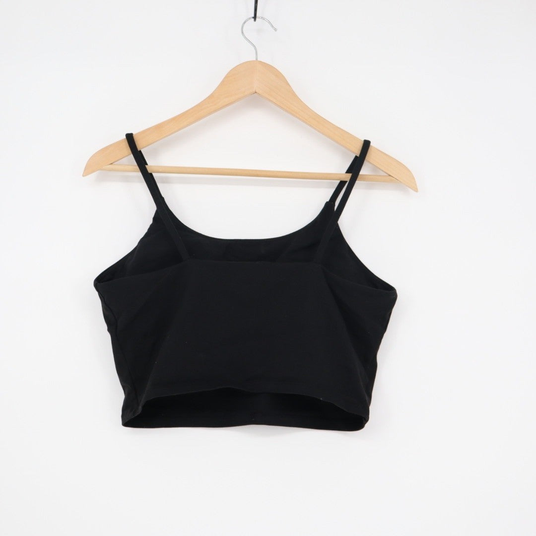Black Spaghetti Strap Crop Tank Top Basic Casual Everyday Size L