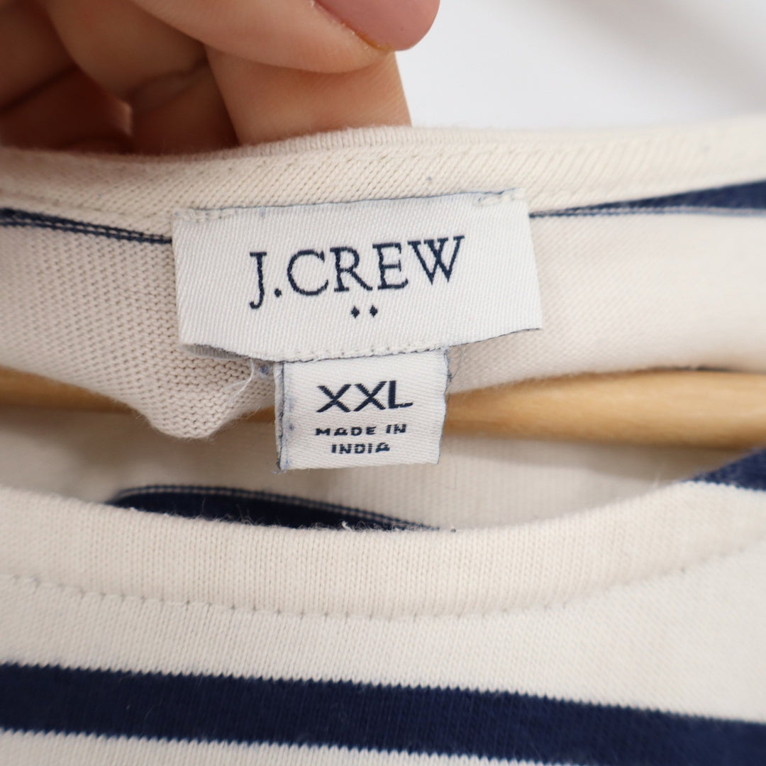 J.Crew Womens XXL Striped Long Sleeve T-Shirt Dress Navy Ivory Shoulder Buttons