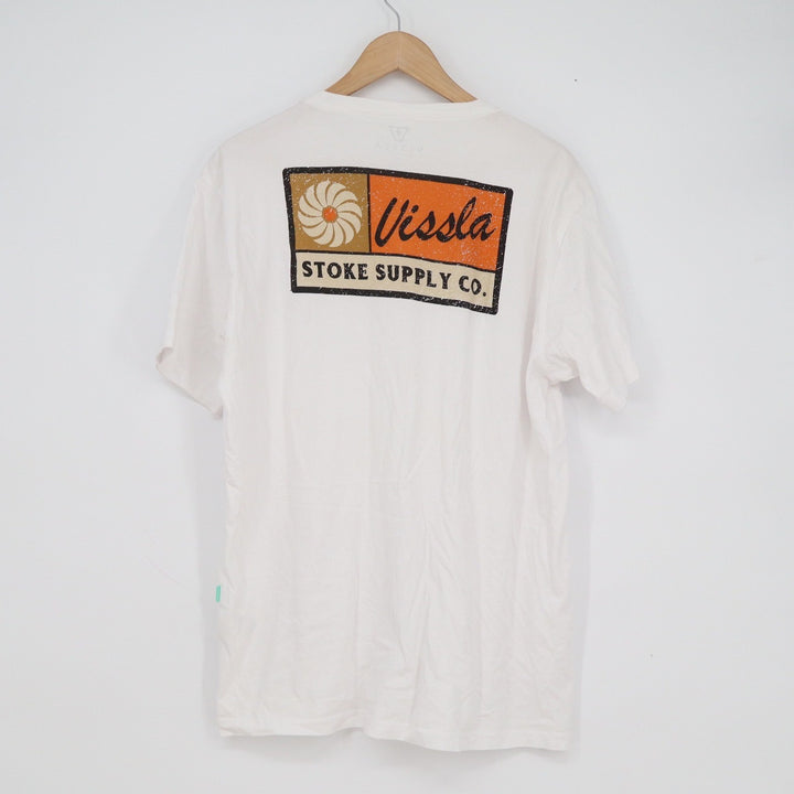 Vissla Stoke Supply Co XL White Graphic T-Shirt Short Sleeve Cotton Surf Tee