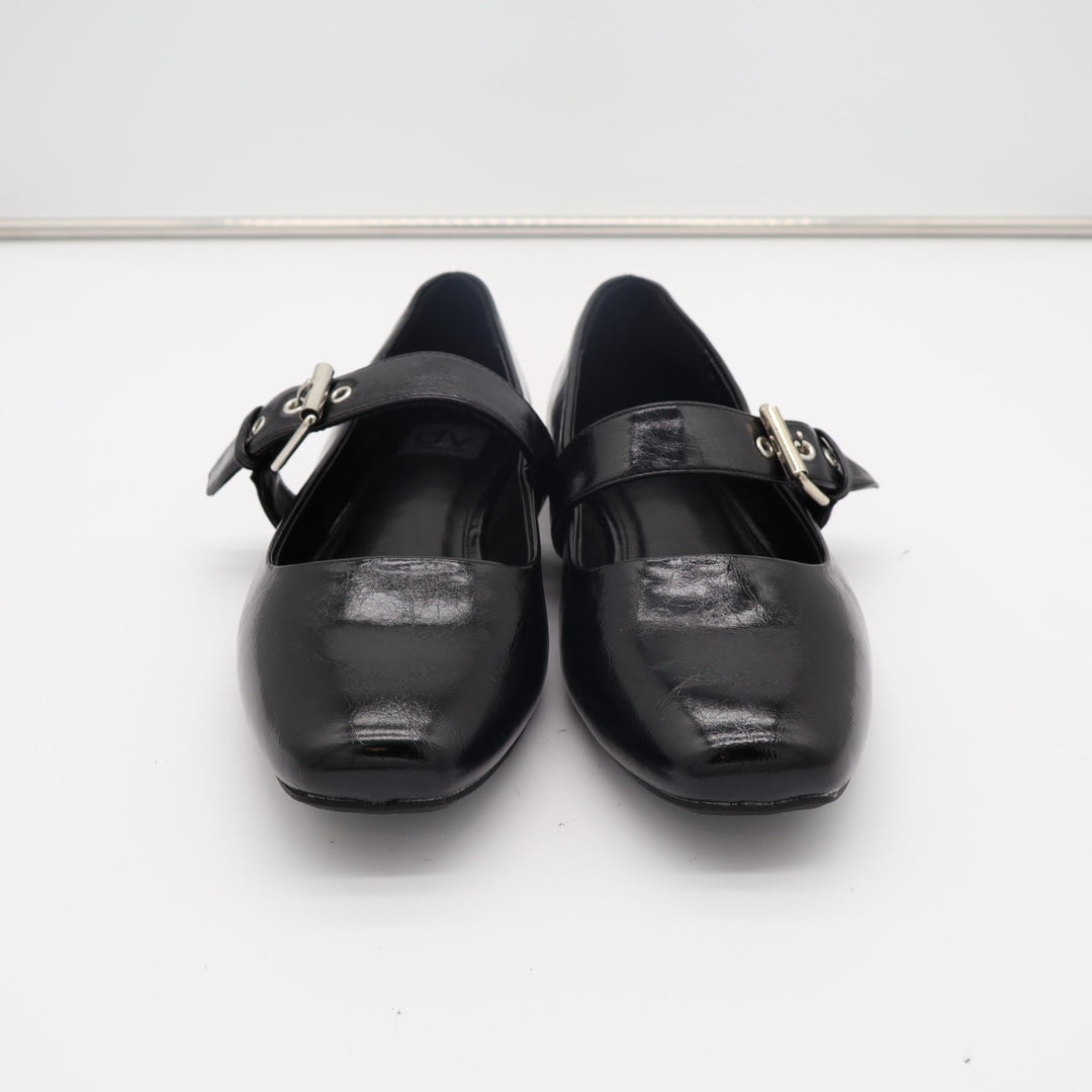 Dolce Vita Marcello Ballet Flat Womens US 8.5 Black Leather Buckle Strap Shoes