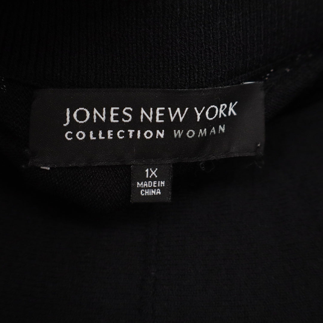 Jones New York Collection Woman Black Midi A-Line Knit Skirt Plus 1X