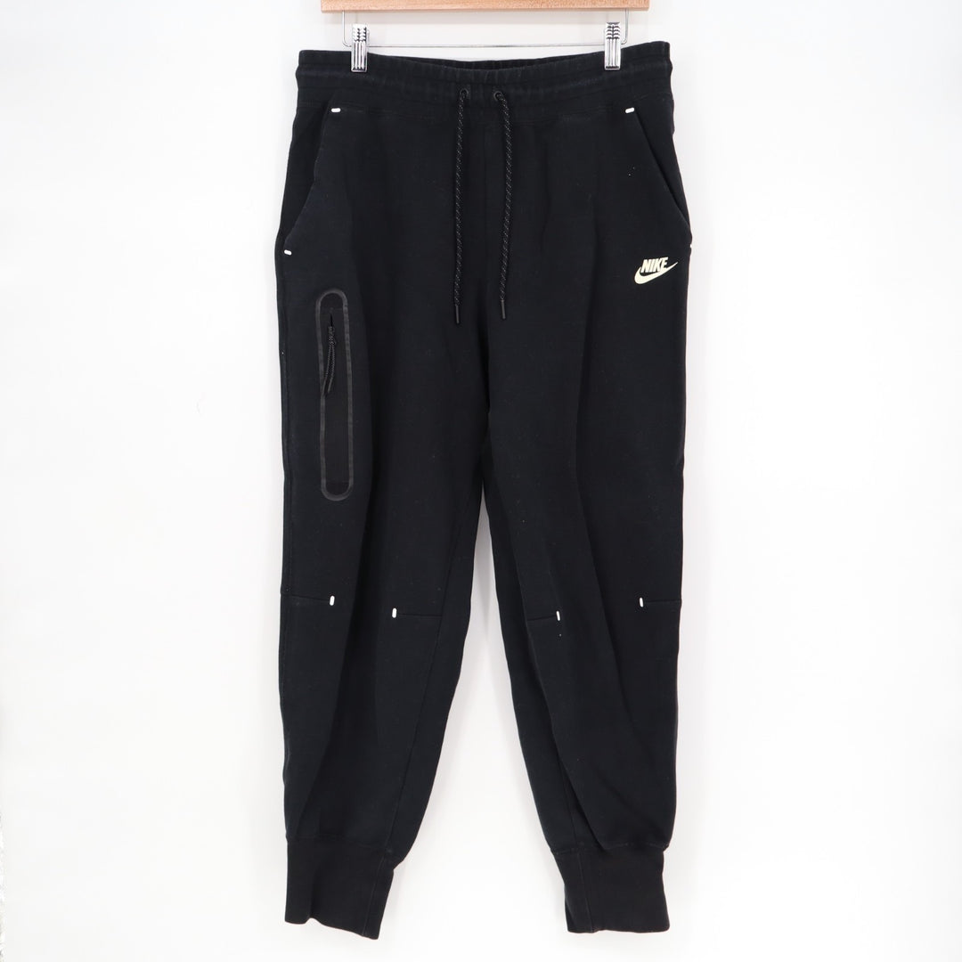 Nike Sportswear Track Pants Womens L Black Cotton Tech Fleece Drawstring Waist