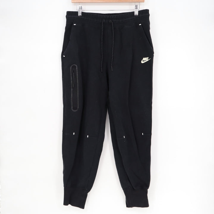Nike Sportswear Track Pants Womens L Black Cotton Tech Fleece Drawstring Waist