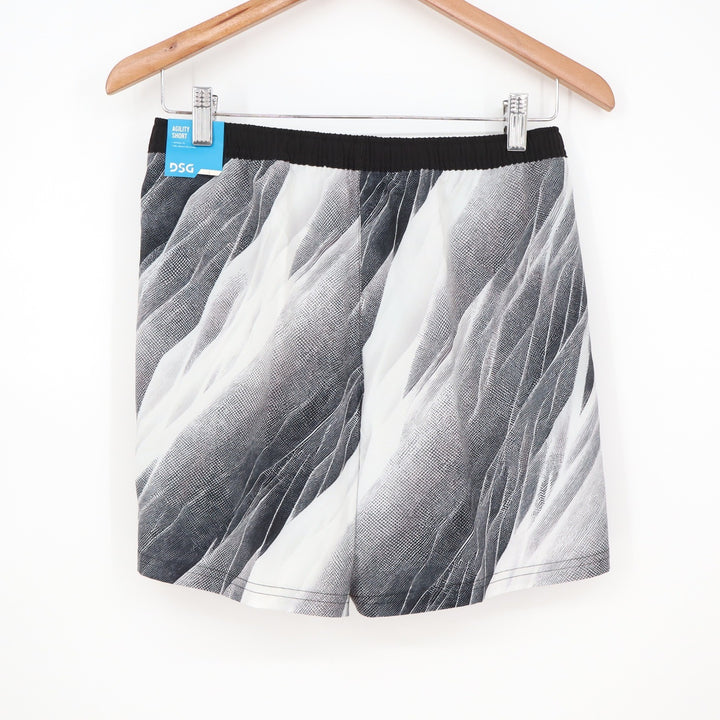 DSG Boys Agility Short Print Pure White AI Formation Black White Large 14-16 NEW