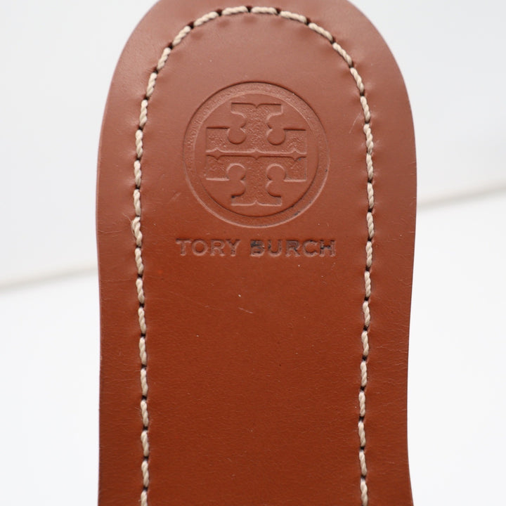 Tory Burch Sandals Womens 8 Miller Thong Flip Flop Gray Leather Logo Excellent