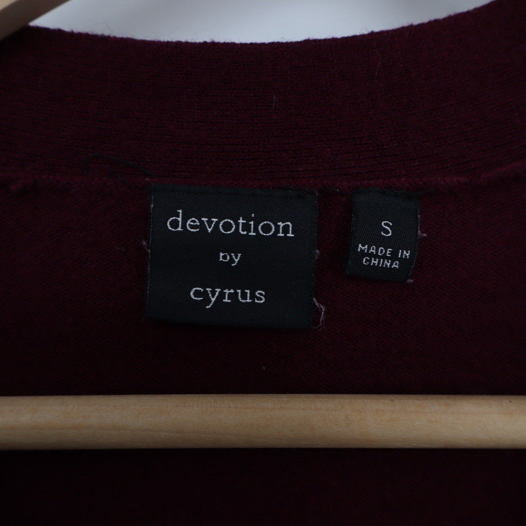 devotion by cyrus Burgundy Ribbed Knit Open Long Sleeve Cardigan Sweater Size S