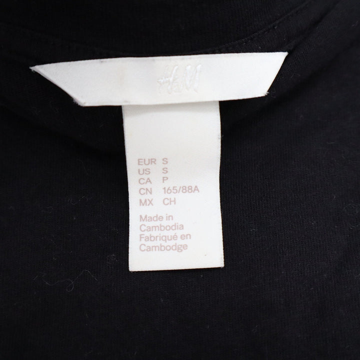 HM Black Tiered Ruffle Short Sleeve Cotton Top Crew Neck Size S