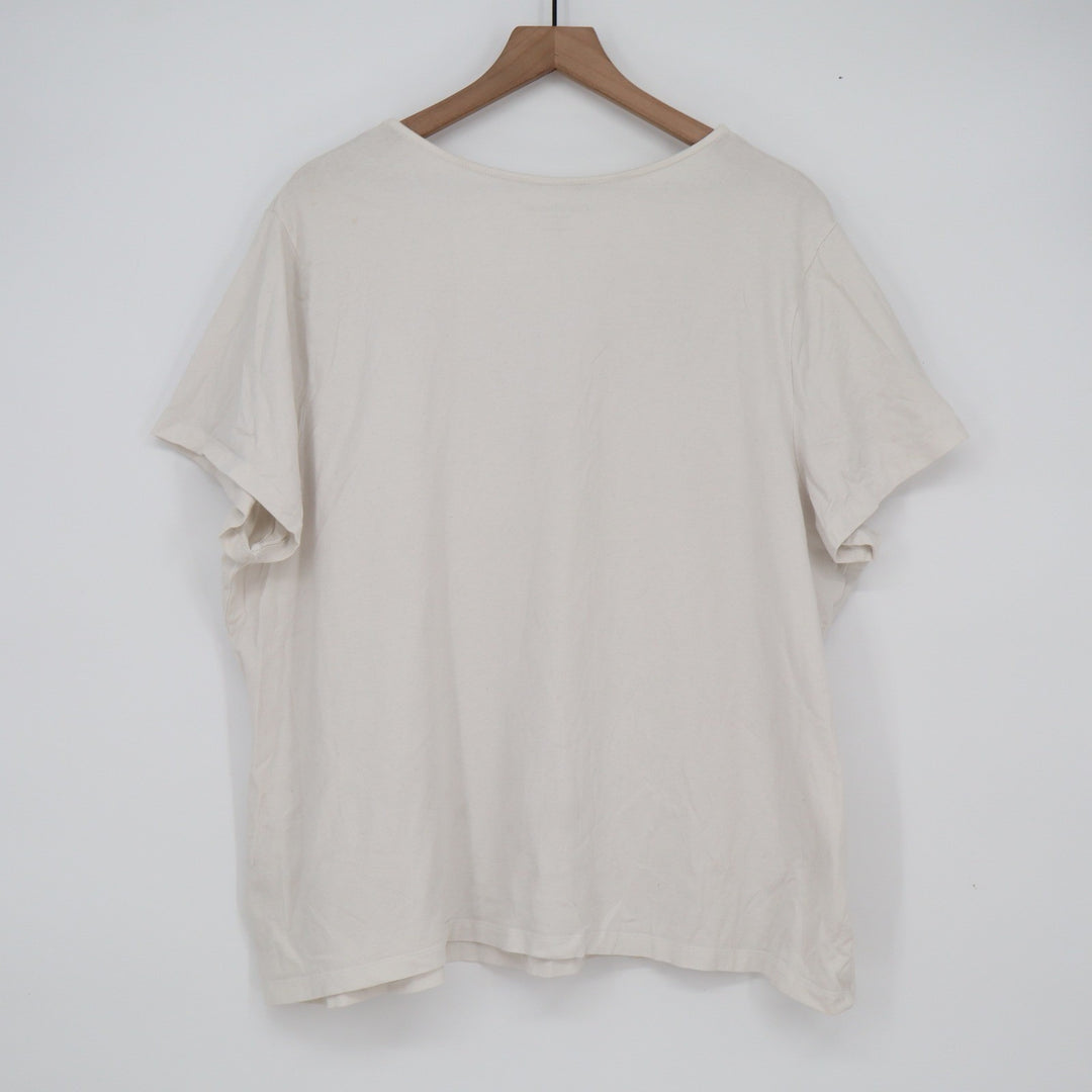 Croft & Barrow Woman Stretch Cream Crochet Neck Short Sleeve Tee Top Size 3X