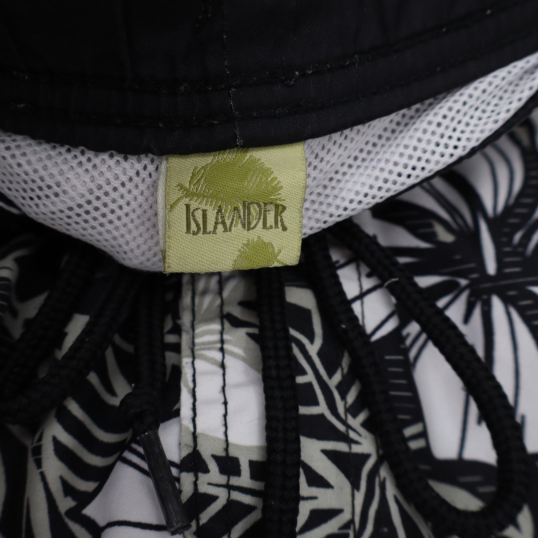 Islander Swim Trunks Mens XXL Floral Hibiscus Black White Mesh Lined Excellent
