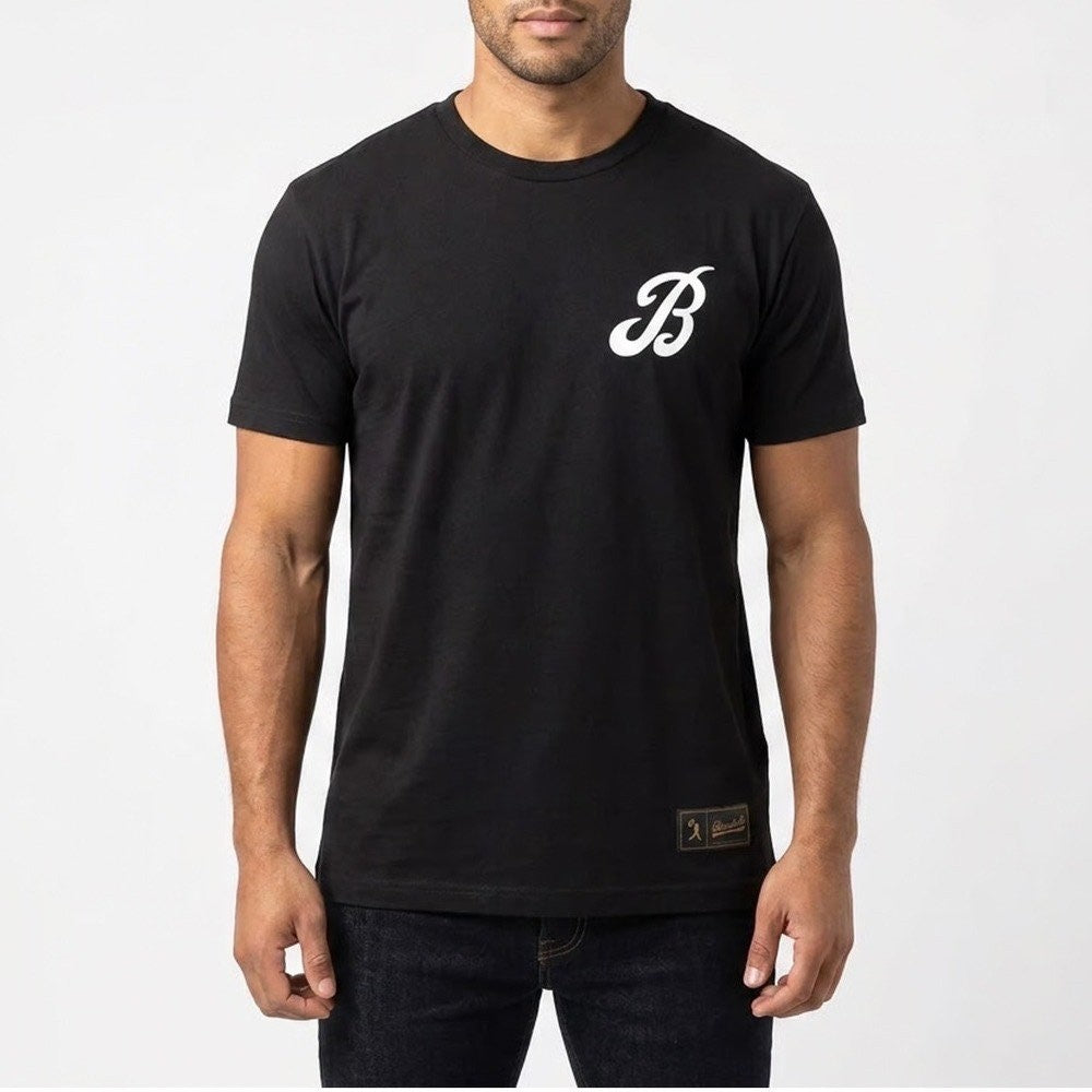 Baseballism Mens The Bat Bros Script Graphic T-Shirt Black Size M
