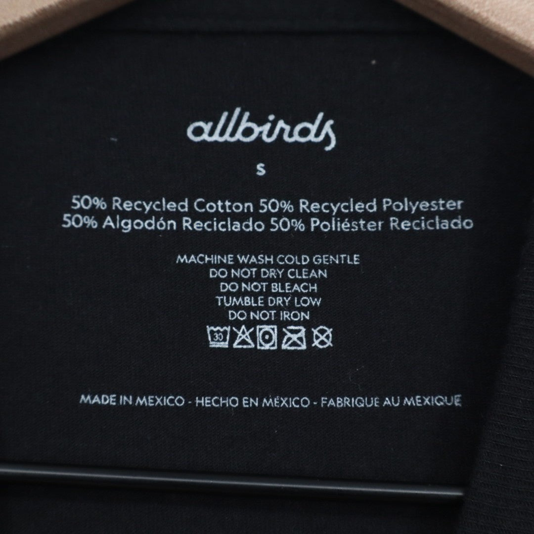 Allbirds Script T-Shirt Womens Small Black Cotton Stretch Short Sleeve Crew Neck