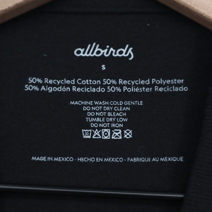 Allbirds Script T-Shirt Womens Small Black Cotton Stretch Short Sleeve Crew Neck