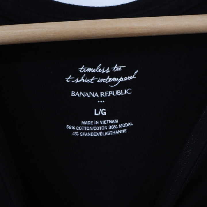 Banana Republic Timeless Tee Black Cotton Modal Short Sleeve T-Shirt Womens L