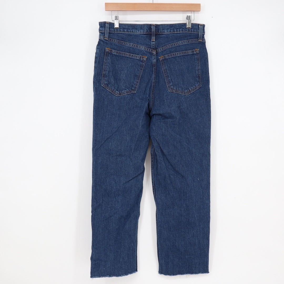 Abercrombie & Fitch 90s Straight Ultra High Rise Jeans Dark Wash Raw Hem 29/8R