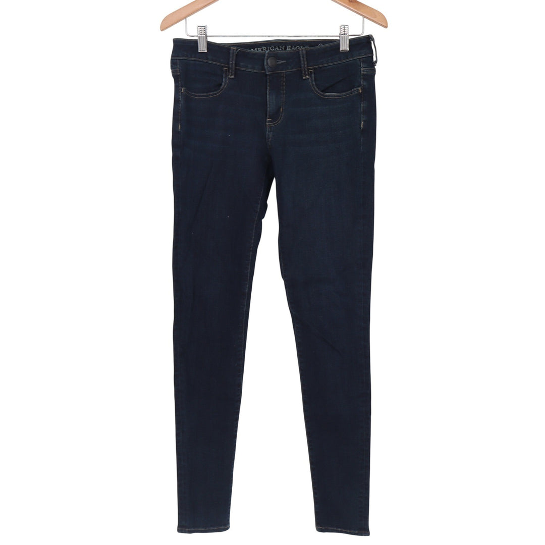 American Eagle Jeans Womens 4 Long Super Stretch X4 Dark Blue Skinny Excellent