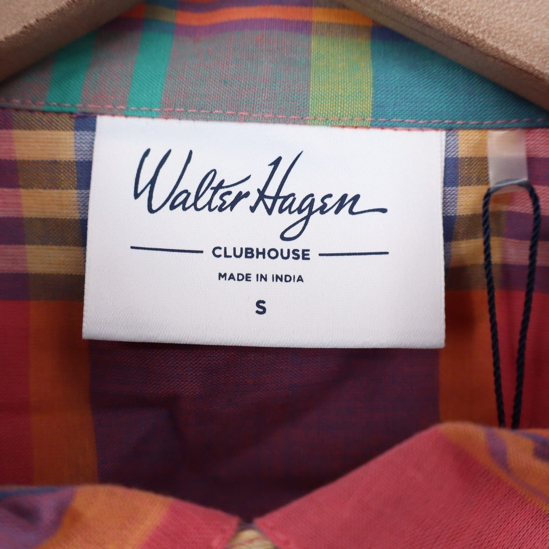 Walter Hagen Clubhouse Mens S Madras Multi Plaid Short Sleeve Button Down Shirt